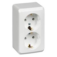 Розетка двухпостовая Schneider Electric Этюд с заземлением белый