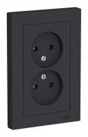 Розетка двухпостовая Schneider Electric AtlasDesign без заземленмия в сборе карбон