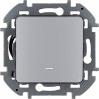 Выключатель 1-кл. Legrand Inspiria с подсветкой алюминий