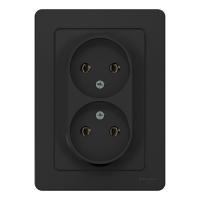 Розетка двухпостовая Schneider Electric Blanca без заземления антрацит