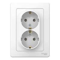 Розетка двухпостовая Schneider Electric Blanca с заземлением белый