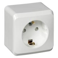 Розетка однополюсная наружная Schneider Electric Этюд с заземлением с защитными шторками белый