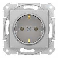 Розетка однопостовая Schneider Electric Sedna с заземлением алюминий
