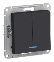 Выключатель 2-кл. Schneider Electric AtlasDesign с подсветкой карбон
