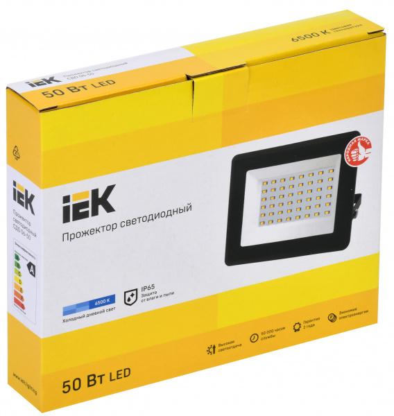 Прожектор светодиодный IEK 6500К 50 Вт черный